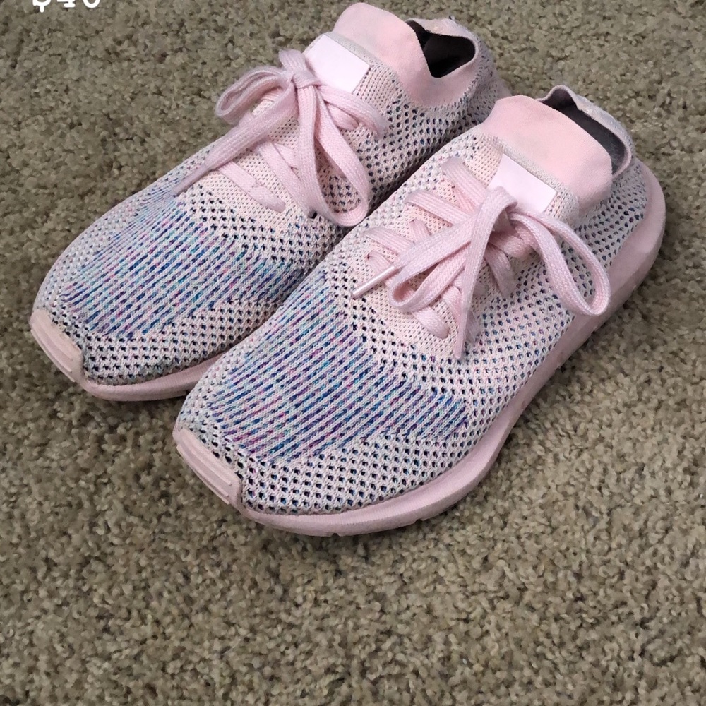 Adidas light pink athletic shoes